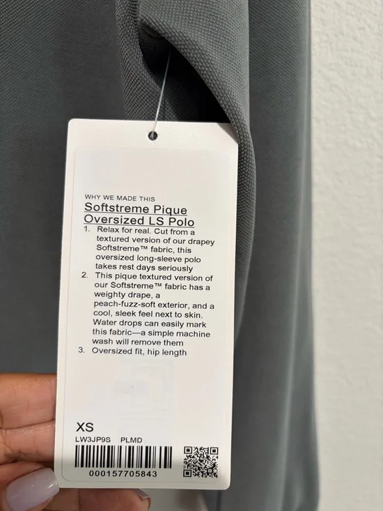 Lululemon Softstreme Pique Oversized Long-Sleeve Polo Shirt Palm Deco SZ S - Picture 8 of 13